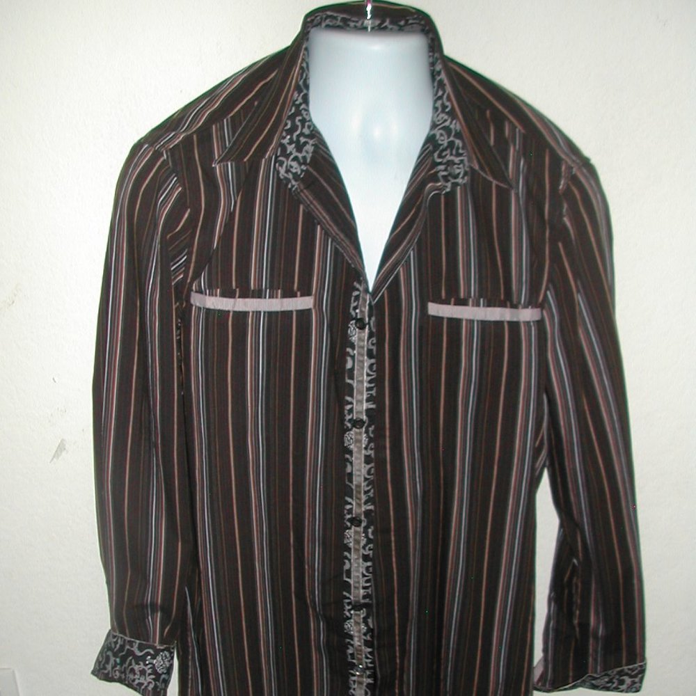 Mens Med ENGLISH LAUNDRY Flip-Cuff CHRISTOPHER WICKS Embroidery L/S Dress Shirt